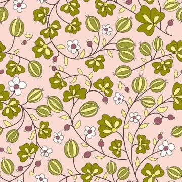 Gooseberry seamless texture. vector pattern Stock Illustration