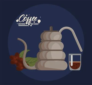 Gooseneck kettle coffee brewing method Stock Illustration