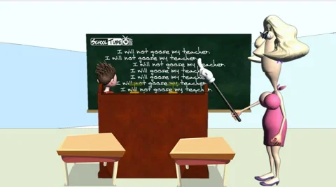 Goosing Teacher in Class:  Animation + Loop Video stock 43509288