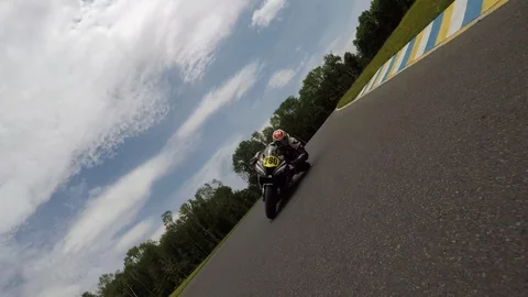 GoPro angle of Motorcycles racing on Track - 4k Stock Footage