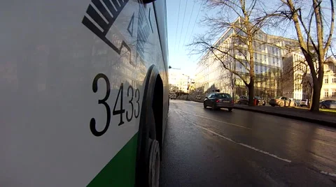 Gopro attached to the bus, moving through streets 6 Stock Footage 48337316