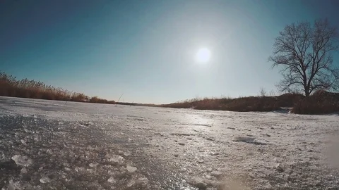 GoPro camera falls under the ice Video stock 72546452