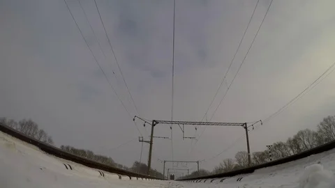 GoPro camera under the train wagons. Stock Footage 73182747