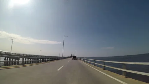 GoPro Driving Onto Robert Moses Bridge Southbound Stock Footage 247155415