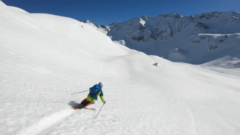 GoPro Follow Cam Powder Skiing in the Stock Video Pond5