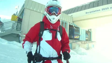 Gopro Hero camera skiing in Austria Stock Footage