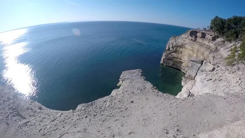 GoPro Pan of lake edge, Upper Peninsula Stock Footage 81762541