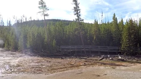 GoPro Pan of Reflective Pools, Yellowstone National Park Video stock 79596242