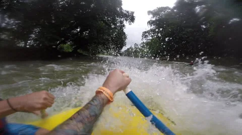 GoPro point of view white water rafting Costa Rican river Stock Footage 55581263