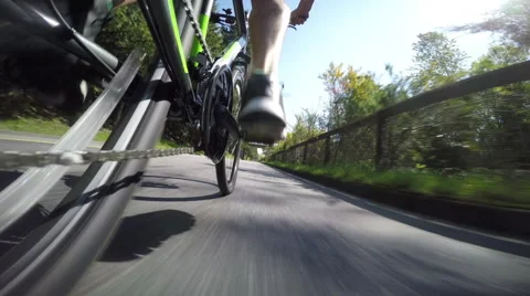 GoPro Sequence of Cyclist Training on a Road Stock Footage 49215699
