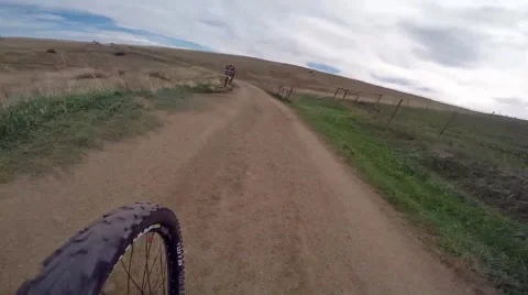 GoPro Singletrack Mountain Biking: Front View of Fork in Road Stock Footage 49644431