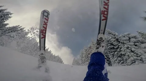 GoPro Ski Fall Stock Footage 68050323