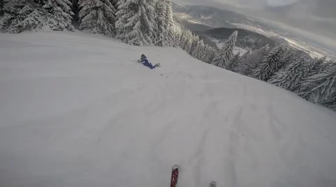 GoPro Ski Fall Stock Footage 68050363