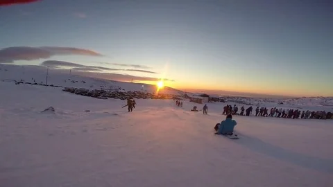 Gopro skier pulled up to the man Video stock 82852737