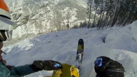 GoPro skiing and jumping off pillows in Stock Video Pond5