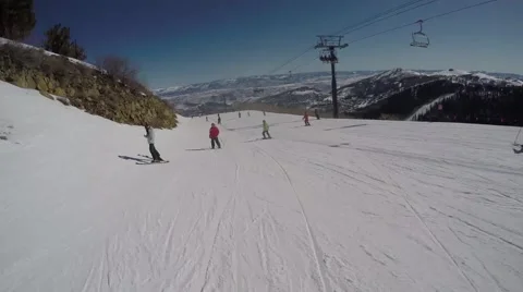 GoPro Skiing down a mountain with Stock Video Pond5