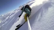 Gopro Skiing With Sprays Of Powder Snow Sparkling In The Sun Stock Footage