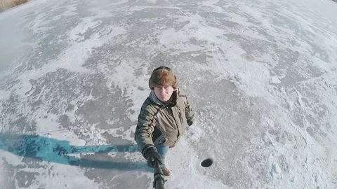 GoPro under the ice. View from the hole Stock Footage 72546938