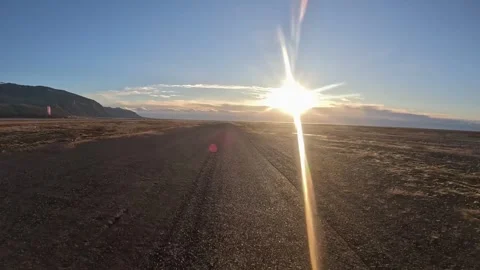 GoPro Underwing POV 4K: Small bush plane taking off from gravel runway, Iceland Stock Footage 336988549