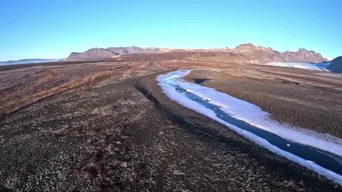 GoPro Wing Mount 4K: Small plane landing on a remote gravel airstrip, Iceland Stock Footage 336988589