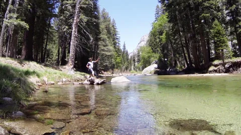 GOPRO200-Mountain-Stream-Underwater-Fly-Fishing Stock Footage 24807742