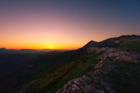 Gorbea mountain at the twilight Foto stock