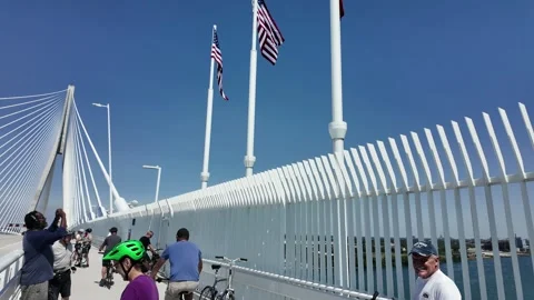 Gordie Howe Bridge Pedestrian Path 8/5/2026 Detroit, Michigan &amp; Windsor, Ontario Stock Footage 341696744