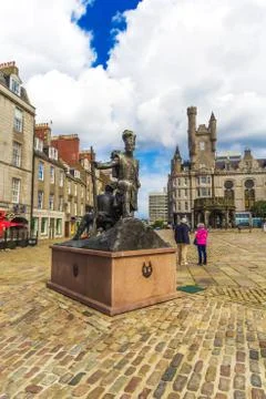 Gordon Highlanders Statue, Castlegate, Aberdeen, Scotland, UK Stock Photos