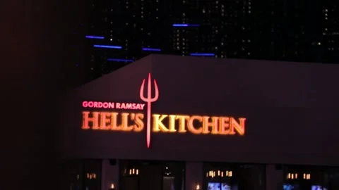 Gordon Ramsay's Hell's Kitchen on Las Vegas Strip Stock Footage 135798602