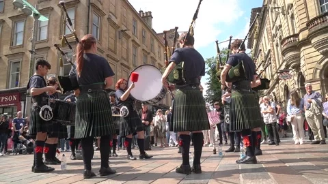 Gordon School Pipe and Drums public display Stock Footage 250155320