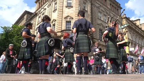Gordon School Pipe and Drums public display Stock Footage 250155376