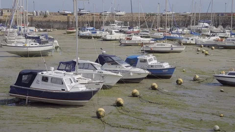 Gorey Harbour, Jersey. 3 clip compilation in 4K Stock Footage 107086053