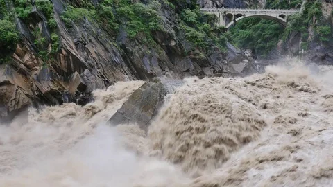 Gorge flood fall Stock Footage 78841411
