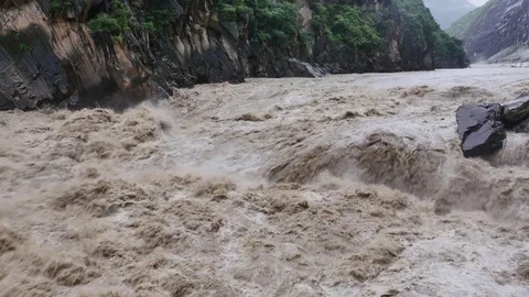 Gorge flood water Stock Footage 78842817