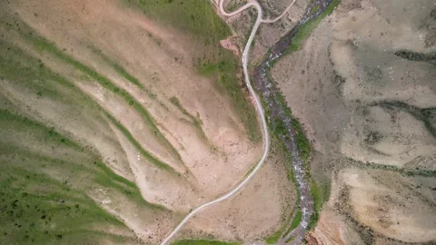 Gorge Road and River at Teskey-Torpok Pass 스톡 동영상 314464366