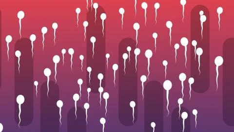 A gorgeous 3d rendering of dashing vertically white spermatozoids with waving Illustrazione stock