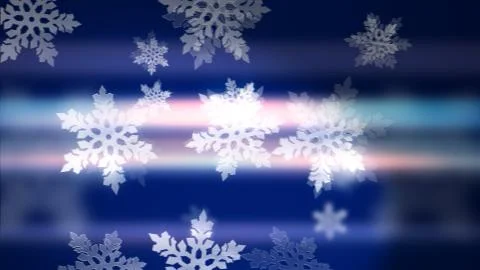 Gorgeous 3d rendering of glowing and glittering white snowflakes on the blue  Illustrazione stock