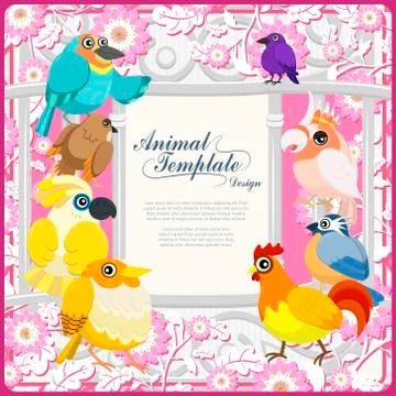 Gorgeous birds template 스톡 일러스트