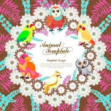 Gorgeous birds template 스톡 일러스트
