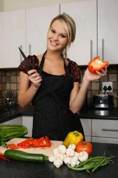 Gorgeous Blond Preparing Vegetables Stock Photos