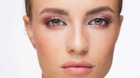Gorgeous brunette in elegant makeup. Stock Footage 96299595