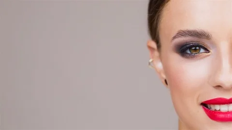 Gorgeous brunette in elegant makeup. Stock Footage 96300339