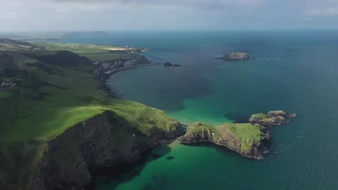 Gorgeous Day At The Carrick-a Rede Bridge, Antrim, Northern Ireland United Stock Footage 303154202