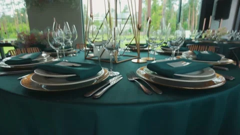 Gorgeous decorating of wedding table. Stock Footage 134825160