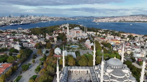 Gorgeous Fly over Blue Mosque to Sultan Mosque Stock Footage 253659312