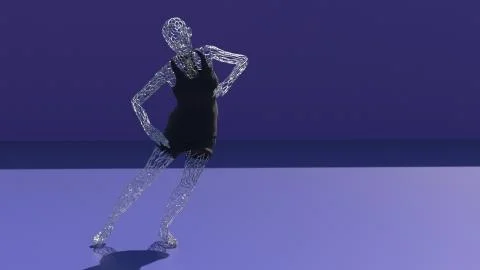 Gorgeous Girl Dancing , Hyper Realistic 3D dancing pose of A metallic girl Stock Illustration