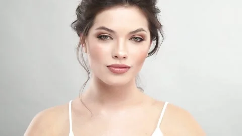 Gorgeous lady with light make-up Stock Footage 146652597