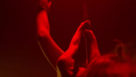Gorgeous lady making twine performing poledance in club. Girl dancing on pylon. Stock Footage 182857609