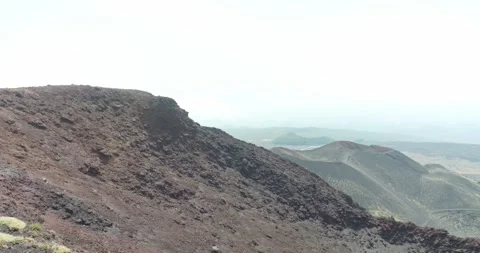 Gorgeous landscape view of the dark volcanic hills near Etna Volcano, Sicily, 4k Video stock 332715012