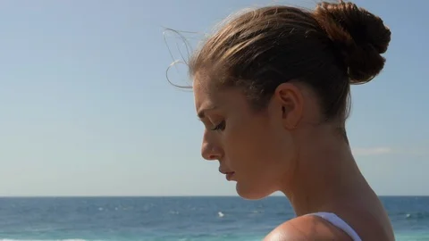 Gorgeous model with wave background Stock Footage 105340518